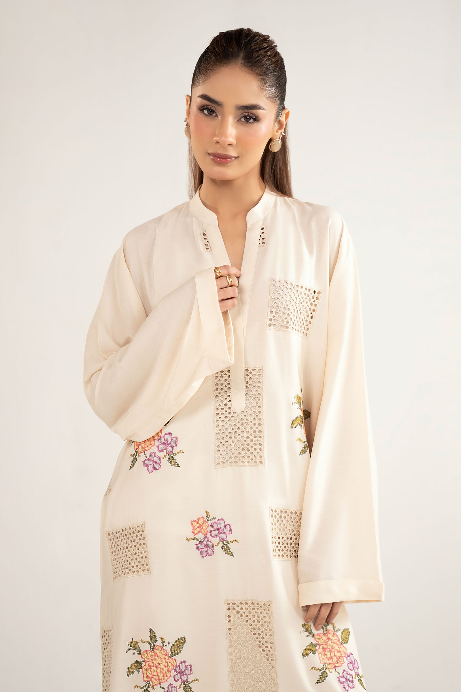 Embroidered Arabic Lawn Shirt