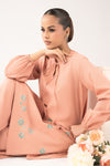 2 Pc Embroidered Crosshatch Linen Suit