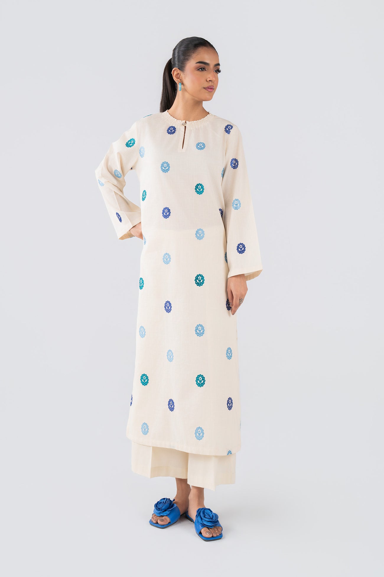 2 Pc Embroidered Crosshatch Lawn Suit