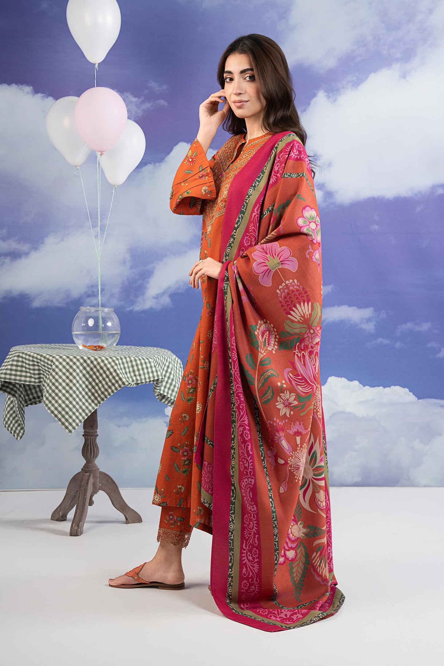 3 Pc Embroidered Khaddar Suit