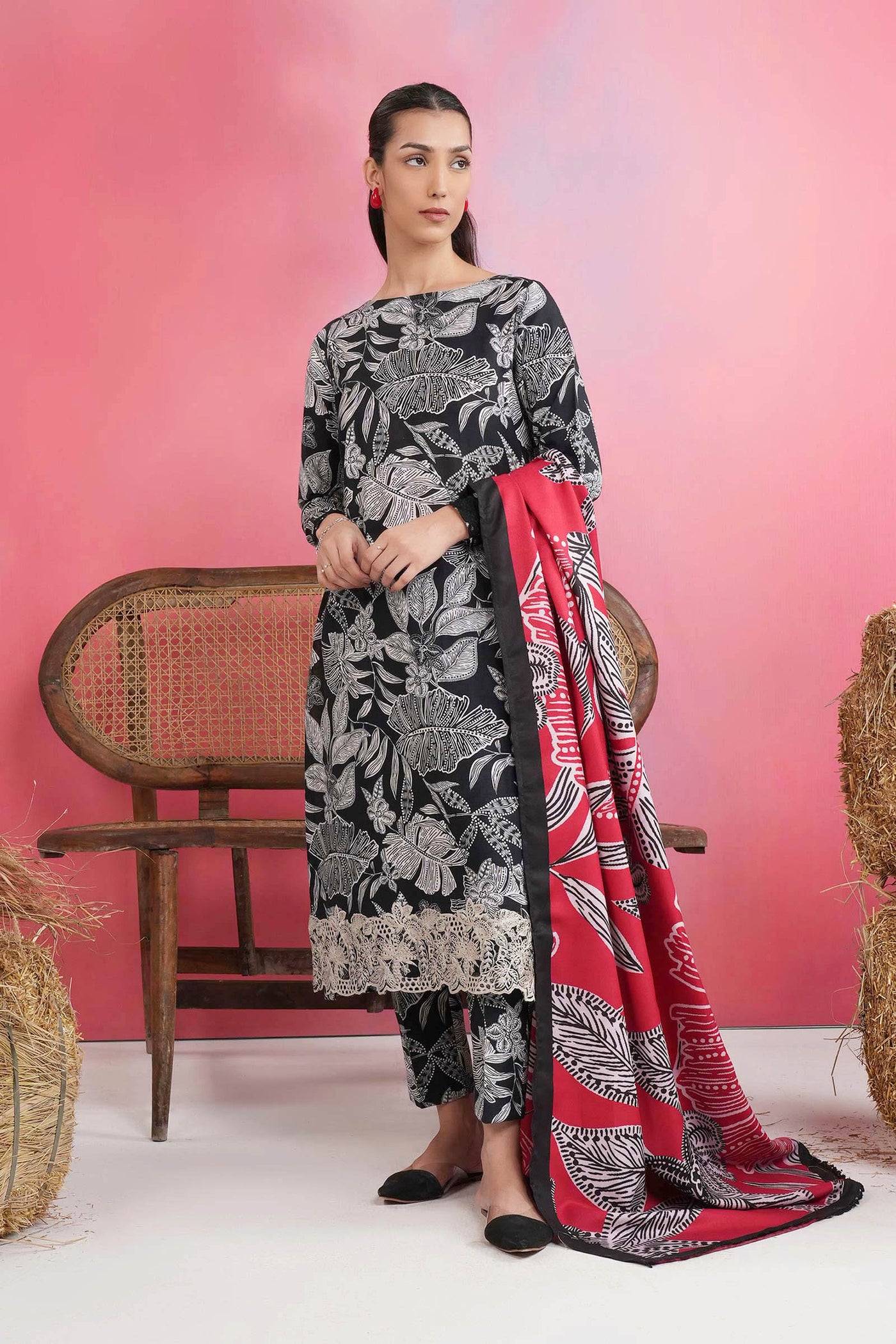 3 Pc Embroidered Khaddar Suit | MB-USPW24-509B