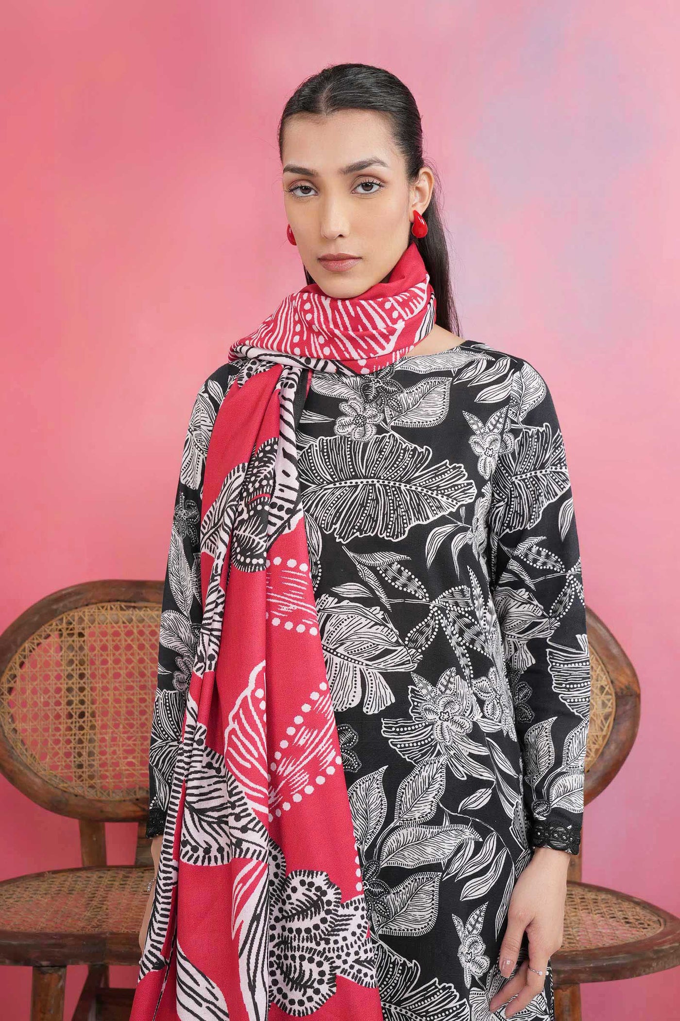 3 Pc Embroidered Khaddar Suit | MB-USPW24-509B