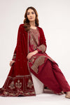 3 Pc Embroidered Raw Silk Suit