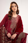 3 Pc Embroidered Raw Silk Suit