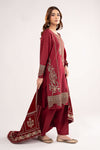 3 Pc Embroidered Raw Silk Suit