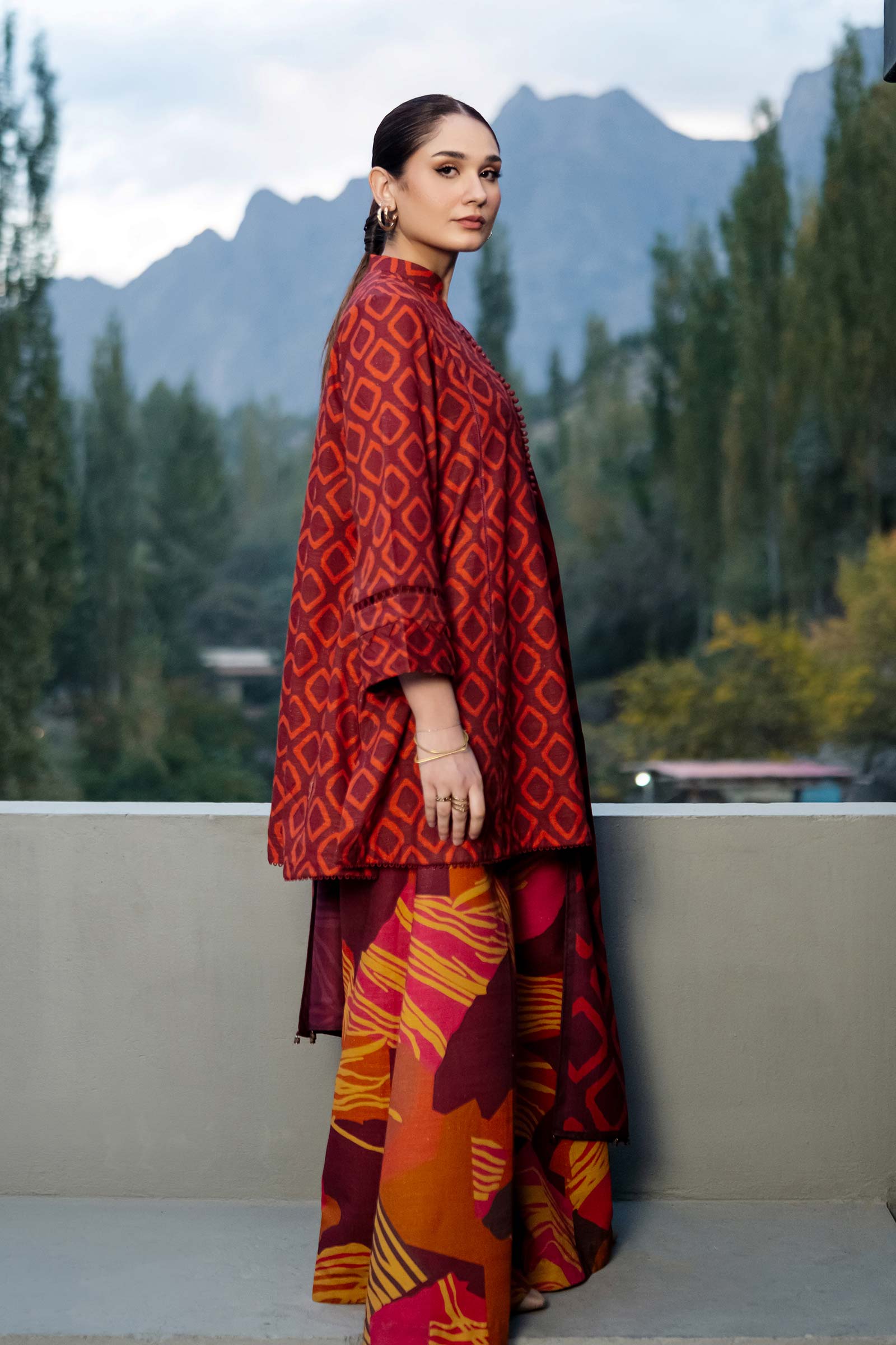 3 Pc Unstitched Printed Khaddar Suit | 506-B
