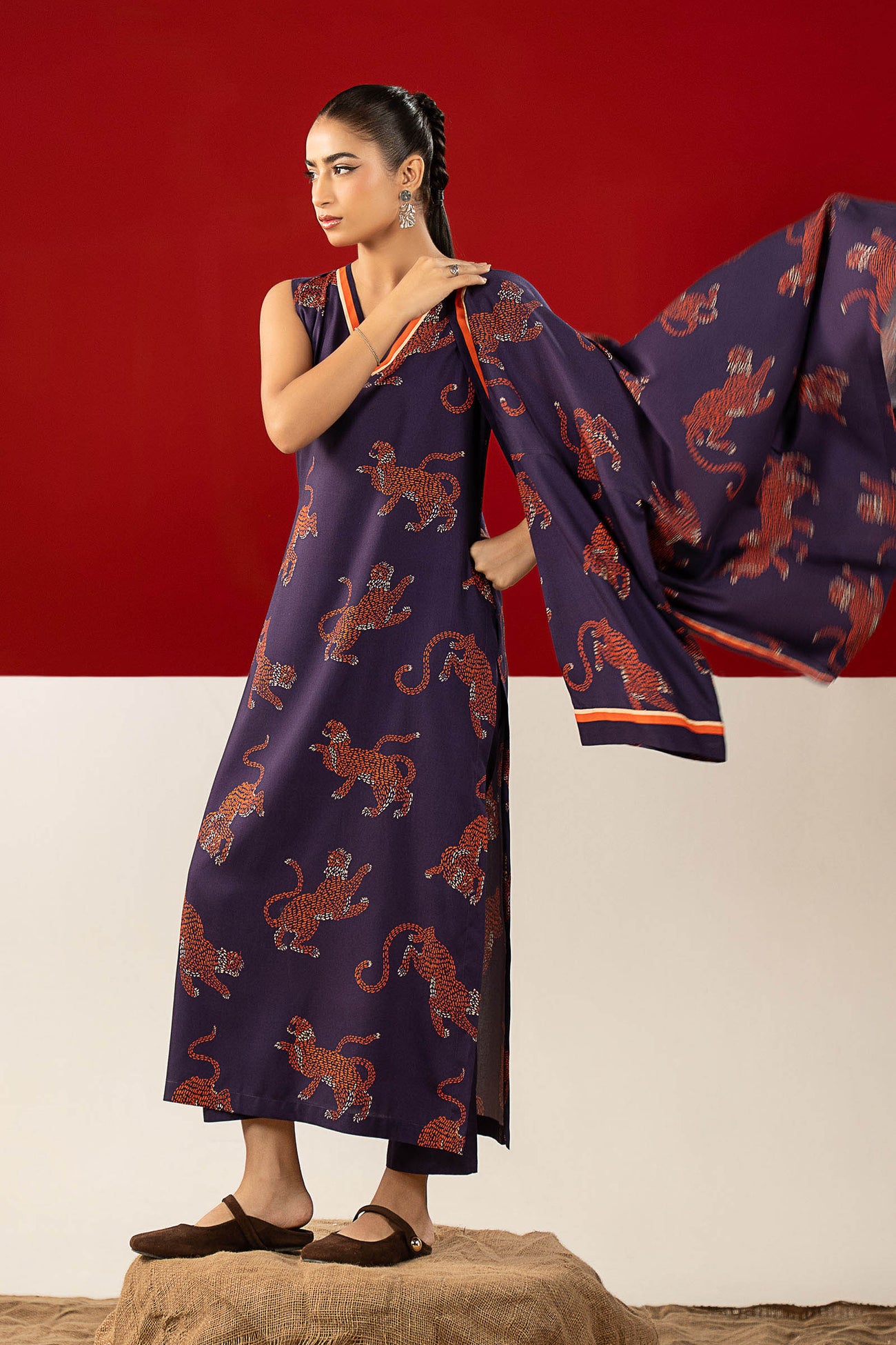 2 Pc Printed Linen Suit