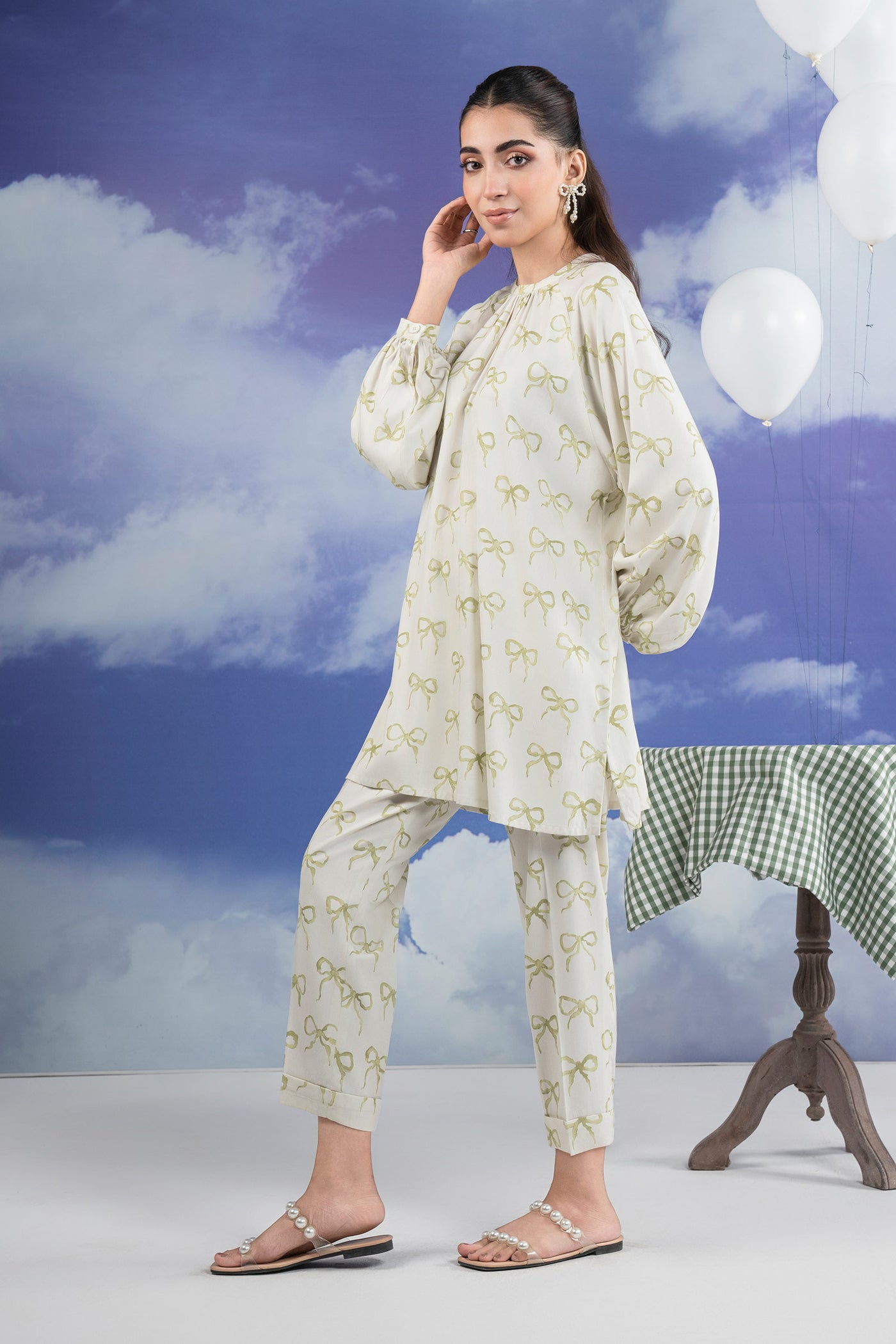 2 Pc Printed Twill Suit