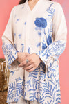 2 Pc Printed Silk Slub Suit