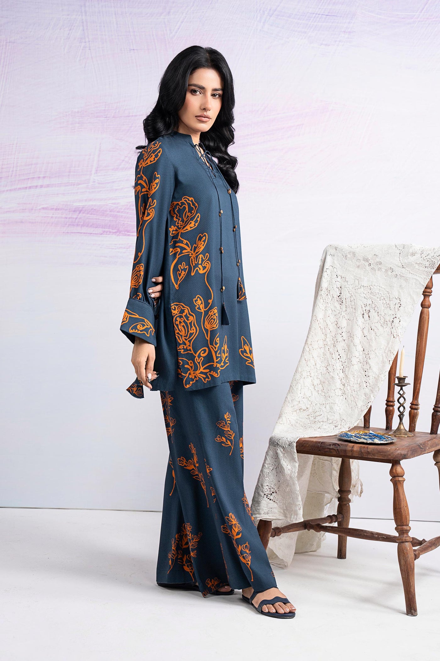 2 Pc Printed Twill Suit