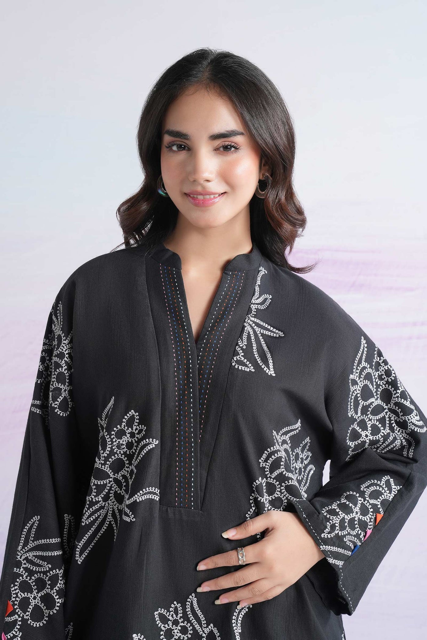 2 Pc Embroidered Slub Khaddar Suit