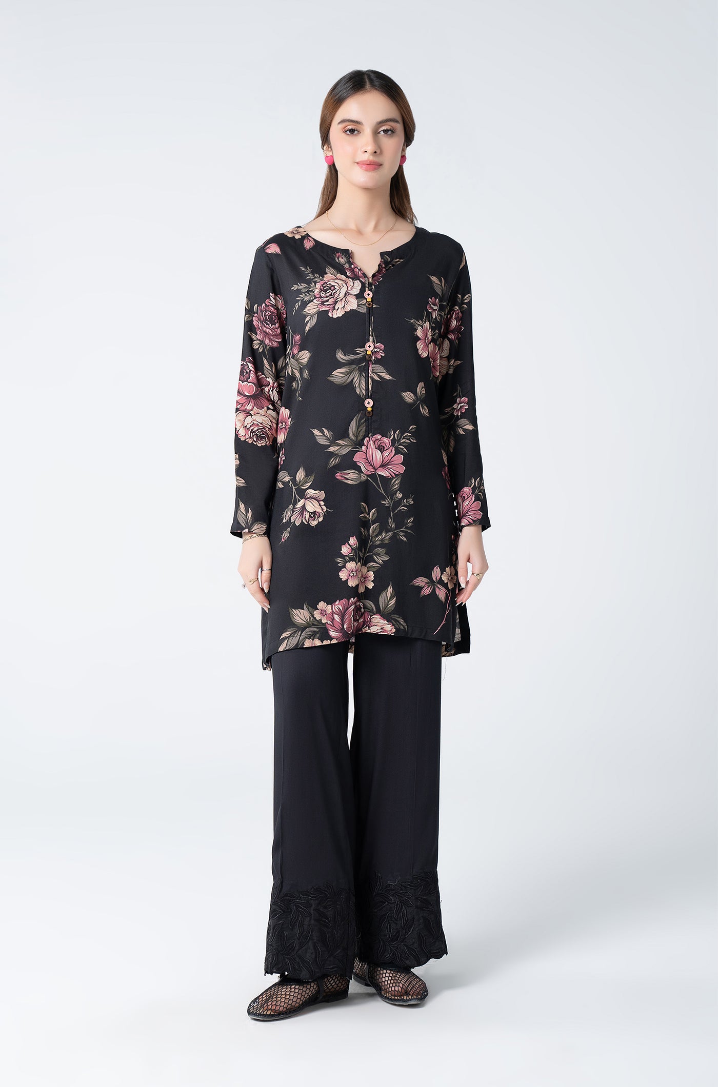 2 Pc Embroidered Silk Slub Suit