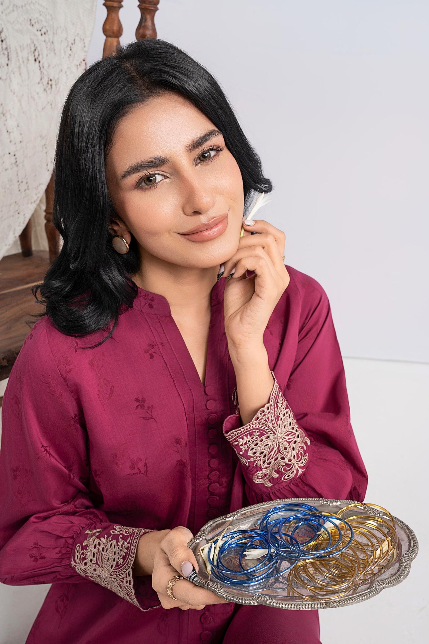 2 Pc Embroidered Filament Viscose Suit