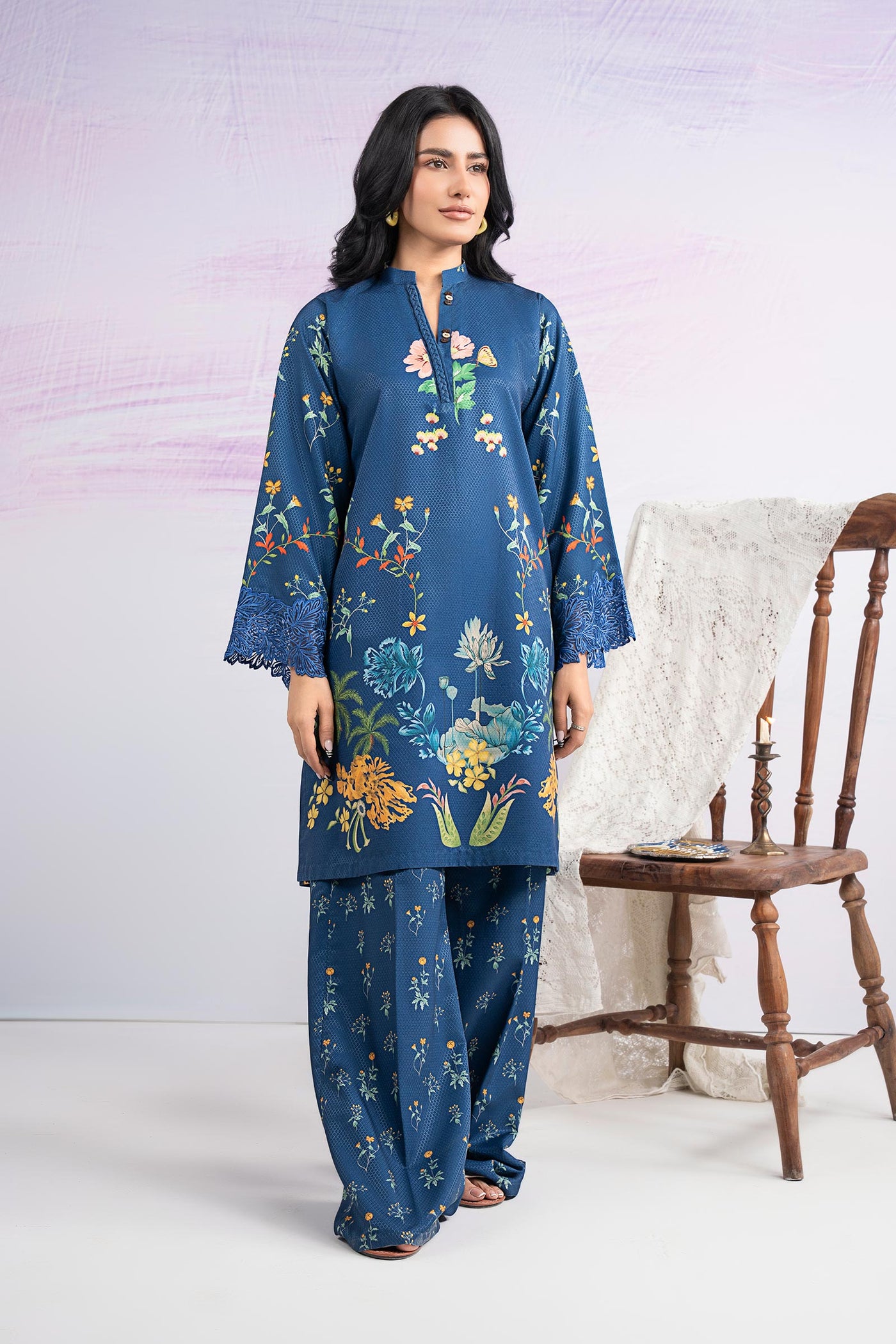 2 Pc Embroidered Dobby Viscose Suit