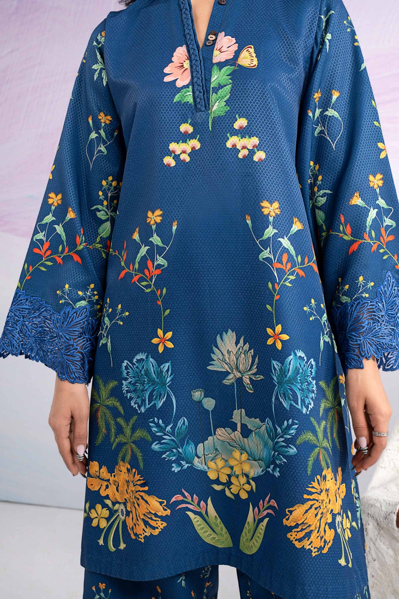 2 Pc Embroidered Dobby Viscose Suit