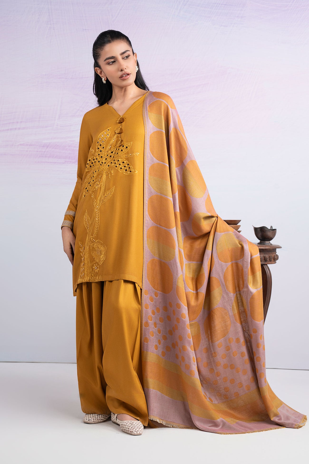 3 Pc Embroidered Twill Suit