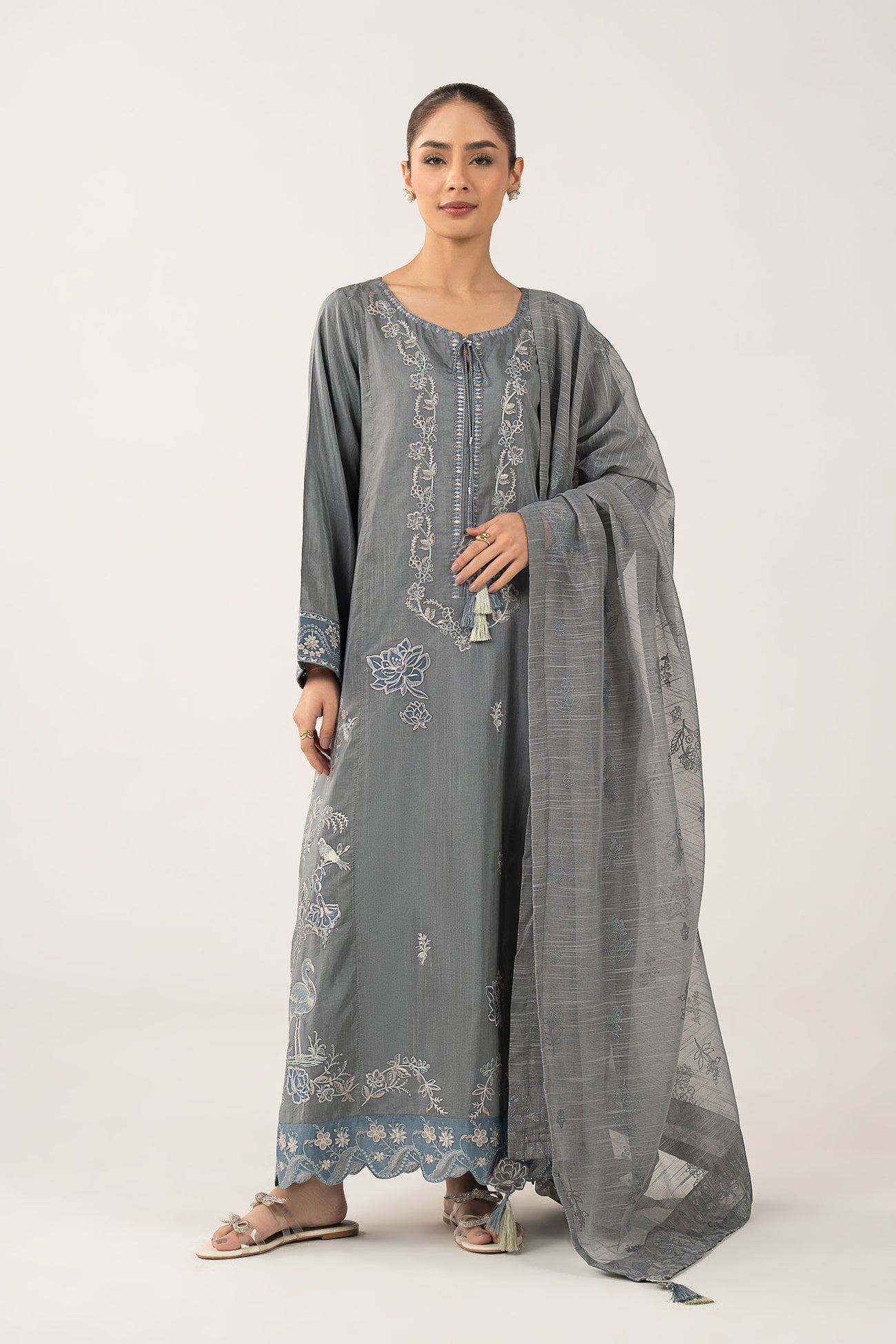 2 Pc Embroidered Cambric Suit