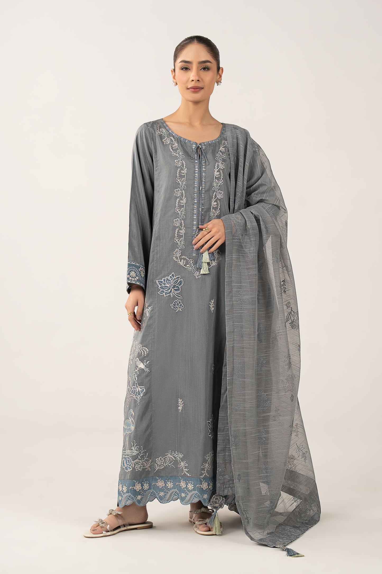 2 Pc Embroidered Cambric Suit