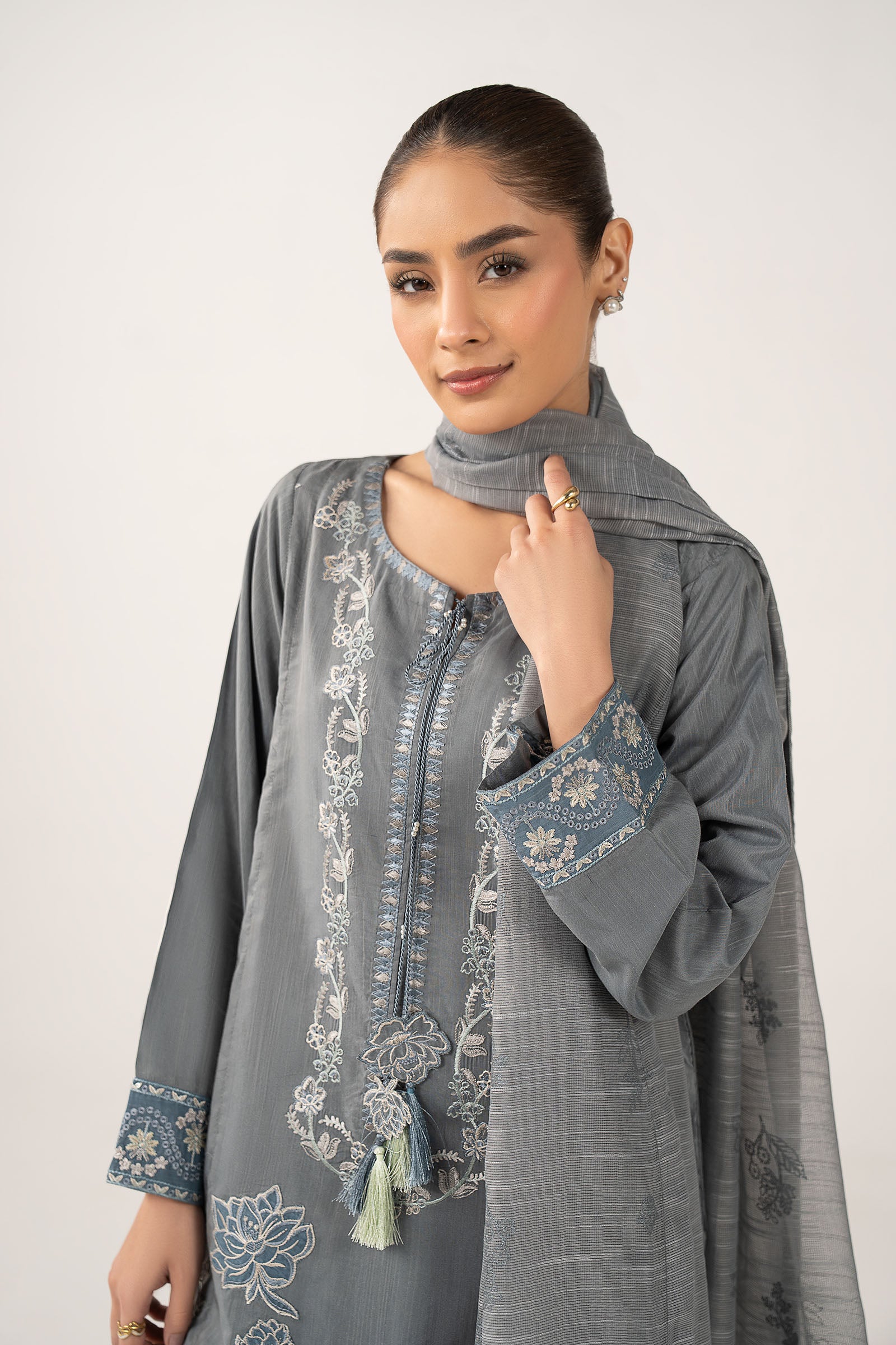 2 Pc Embroidered Cambric Suit