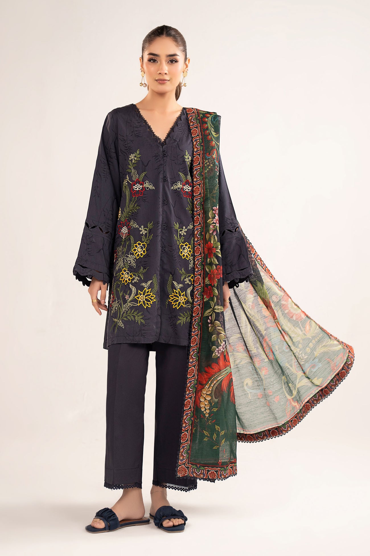 2 Pc Embroidered Viscose Suit