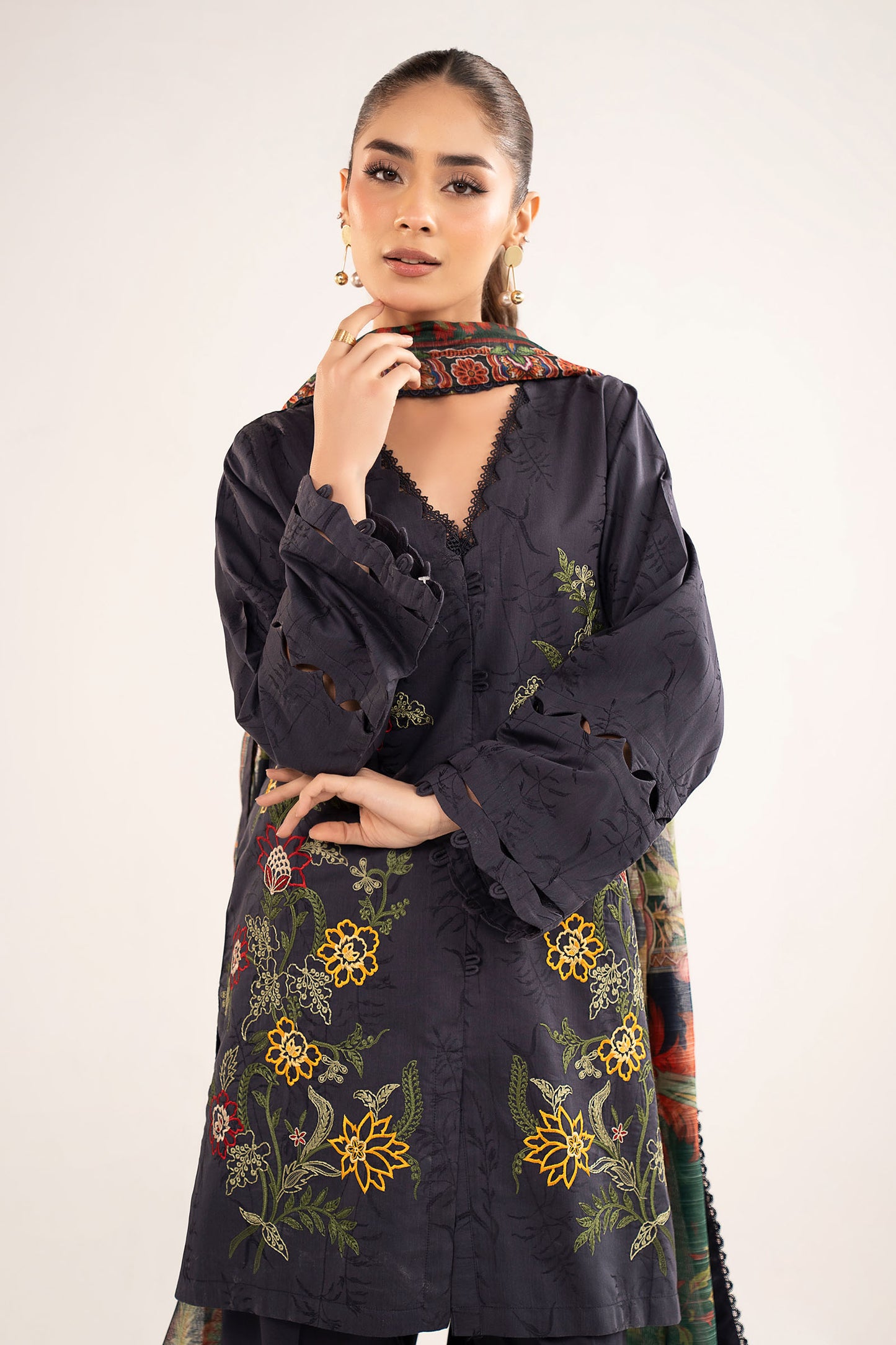 2 Pc Embroidered Viscose Suit