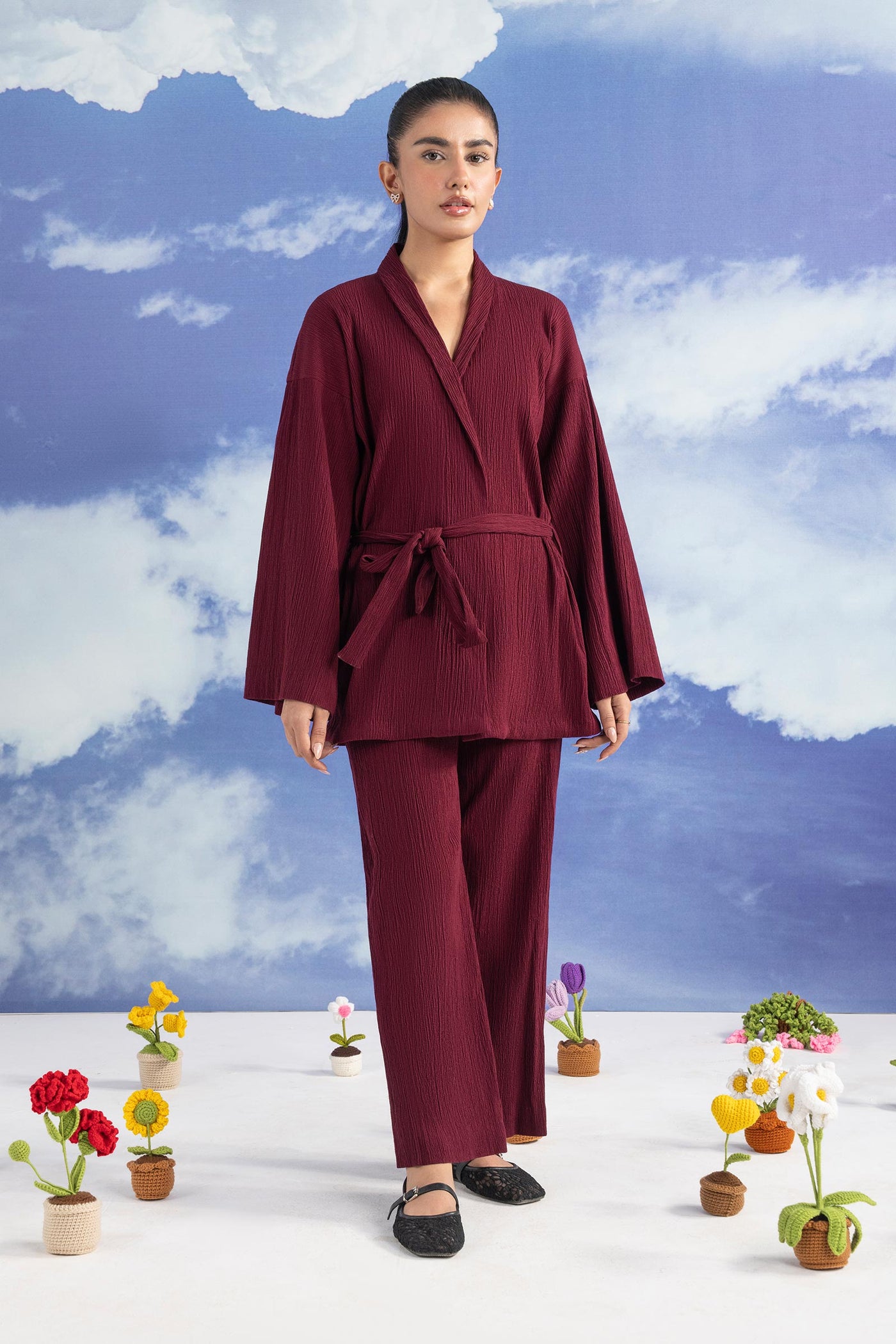 2 Pc Dyed Seer Sucker Suit