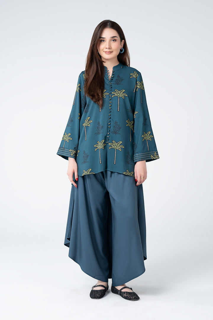 2 Pc Printed Twill Suit All Products MBWC184-ESM-BLU