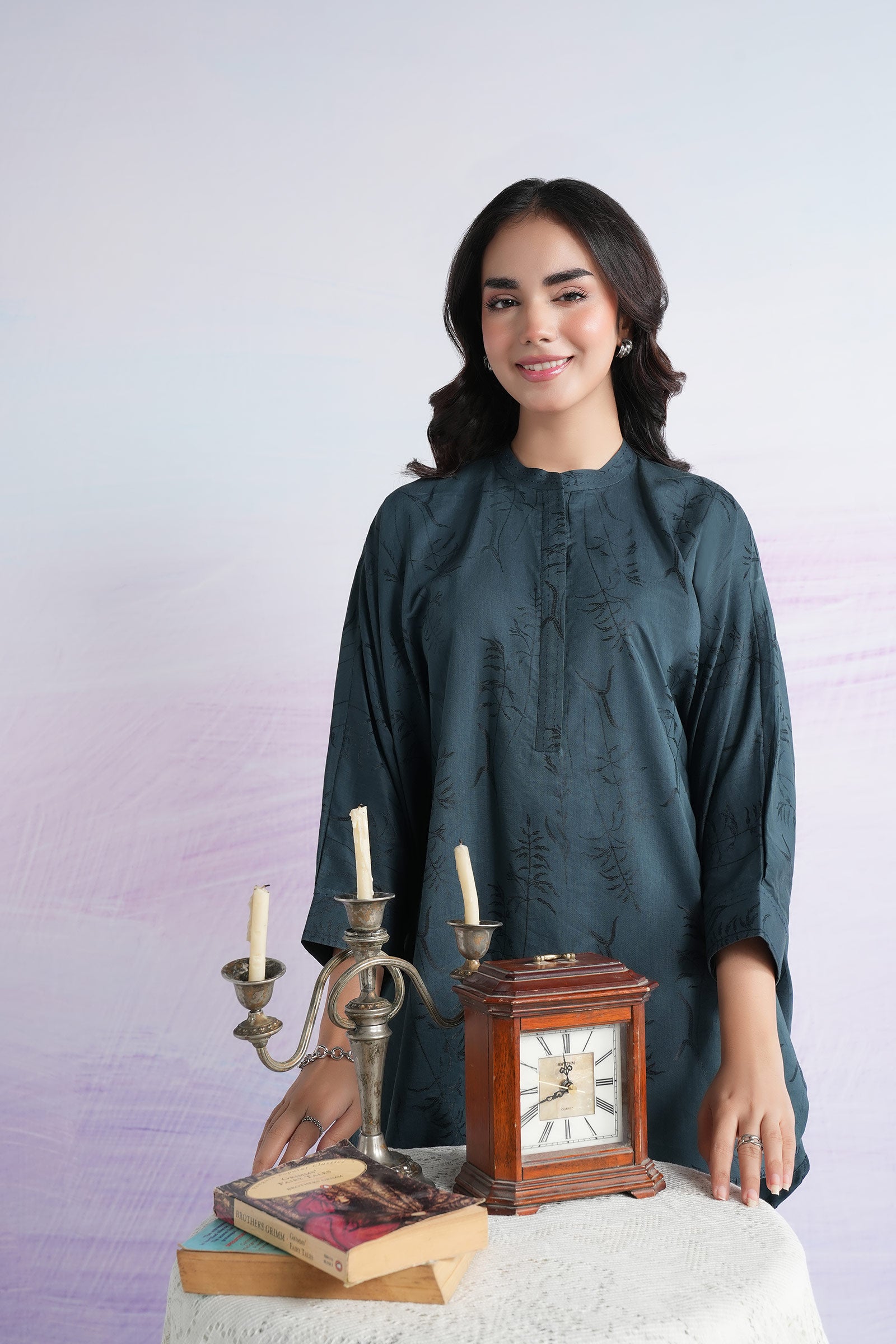 Dyed Self-Jacquard Viscose Shirt