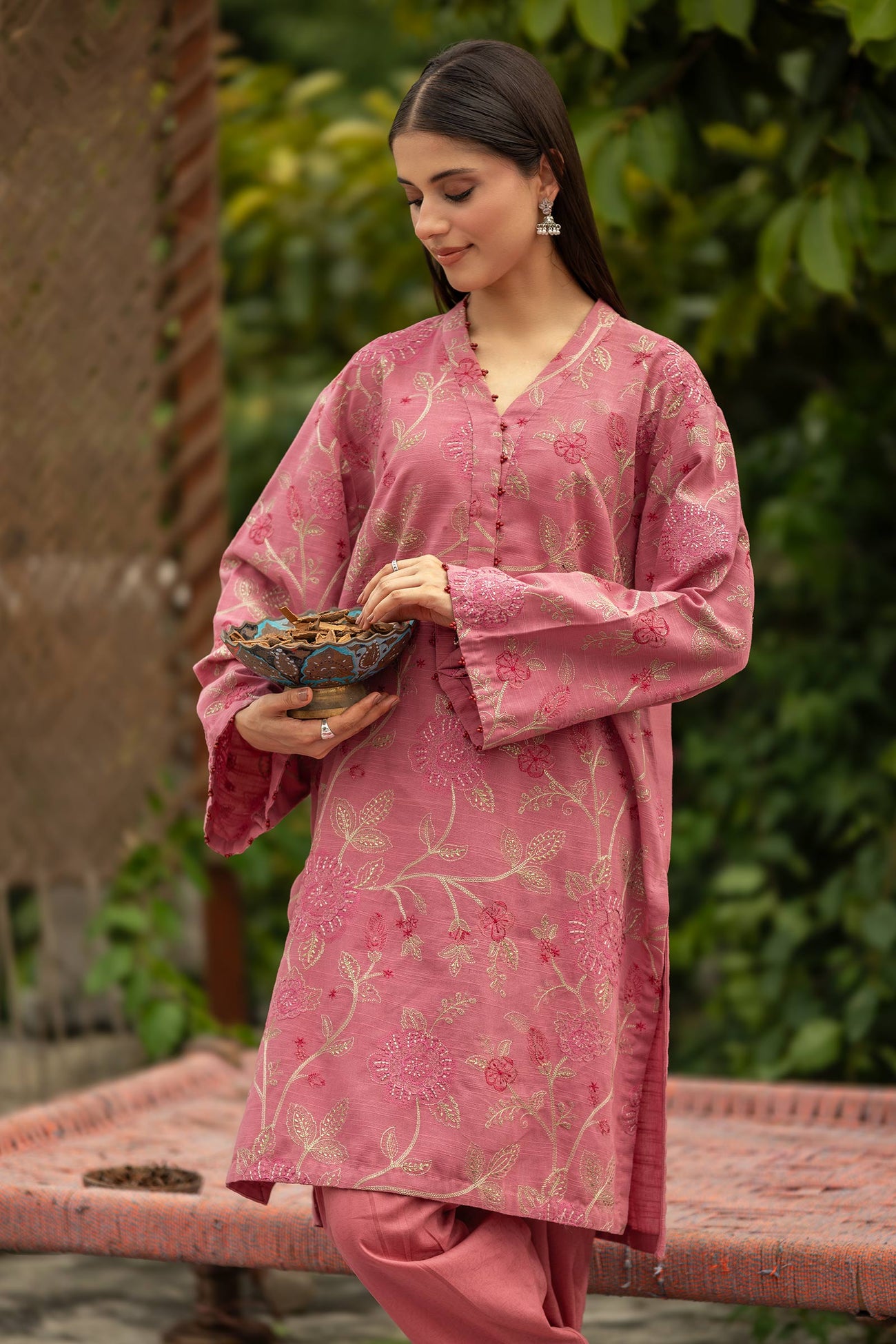 Embroidered Cotton Dobby Shirt