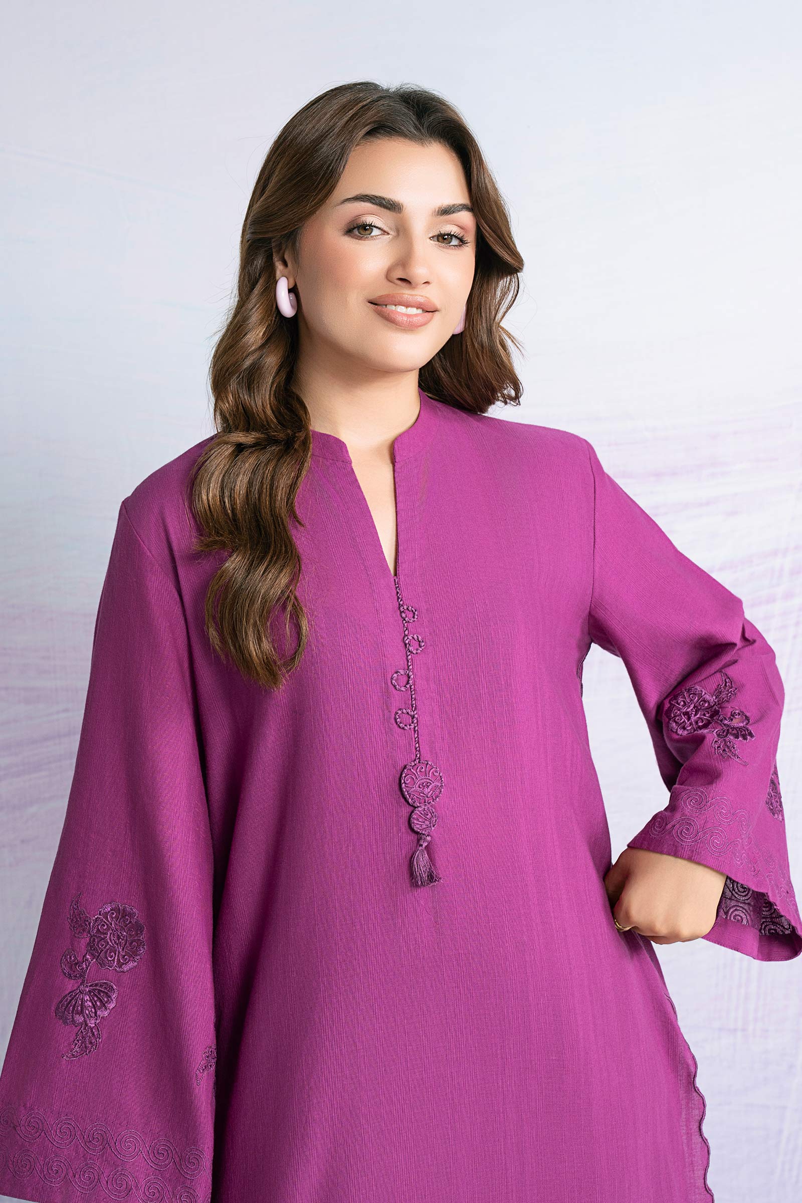 Embroidered Slub Khaddar Shirt