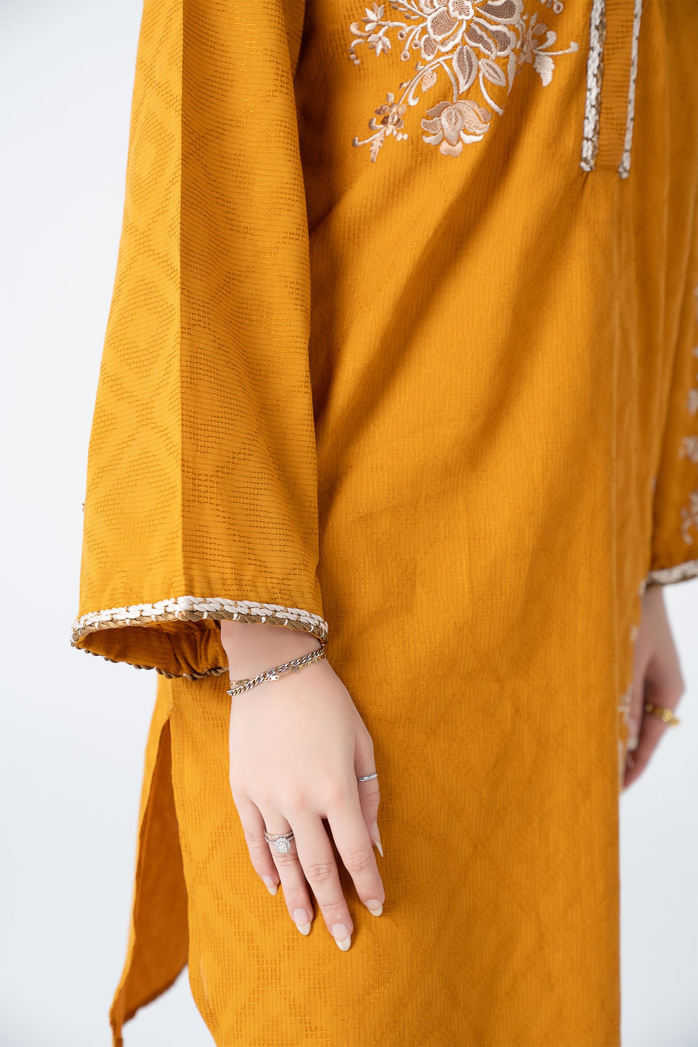 Embroidered Embossed Wavy Texture Shirt