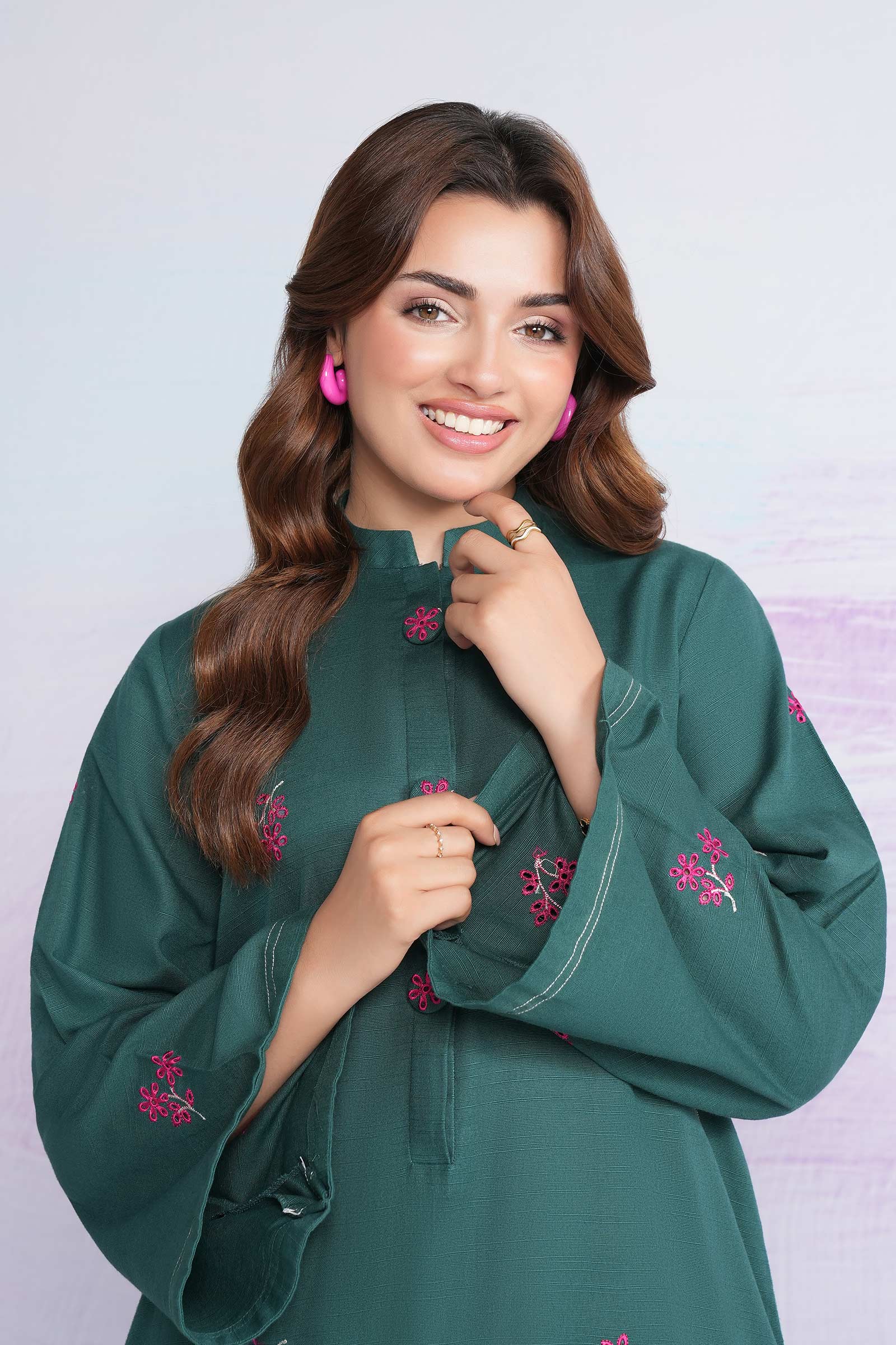 Embroidered Slub Khaddar Shirt