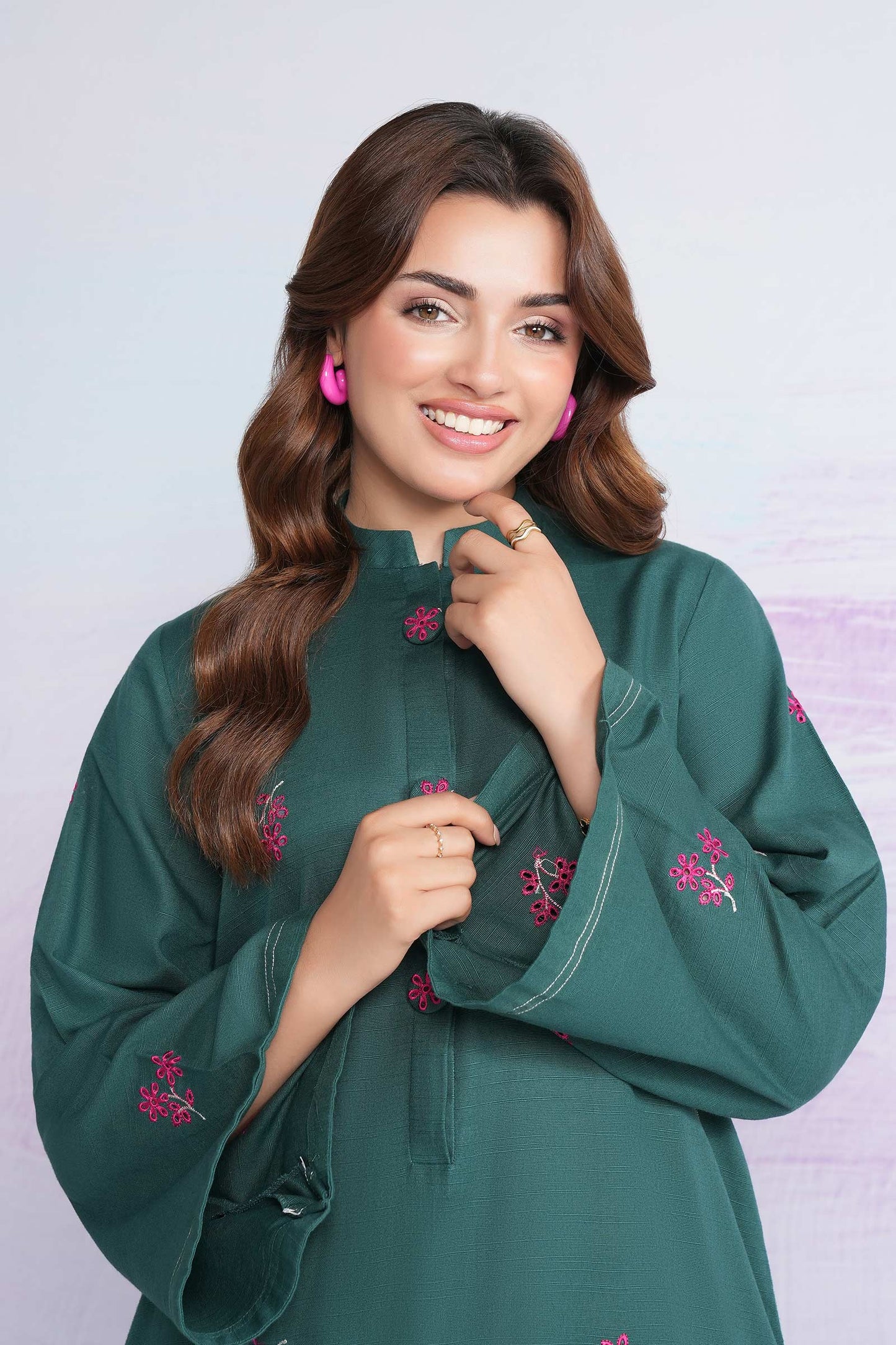 Embroidered Slub Khaddar Shirt