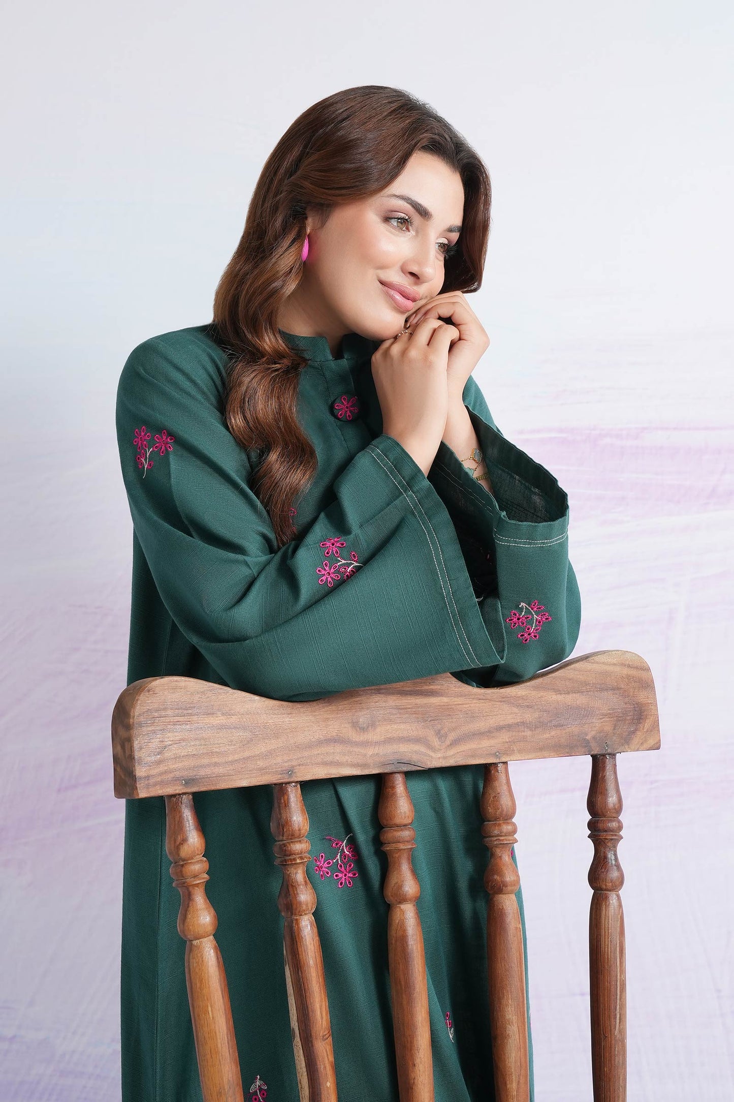 Embroidered Slub Khaddar Shirt