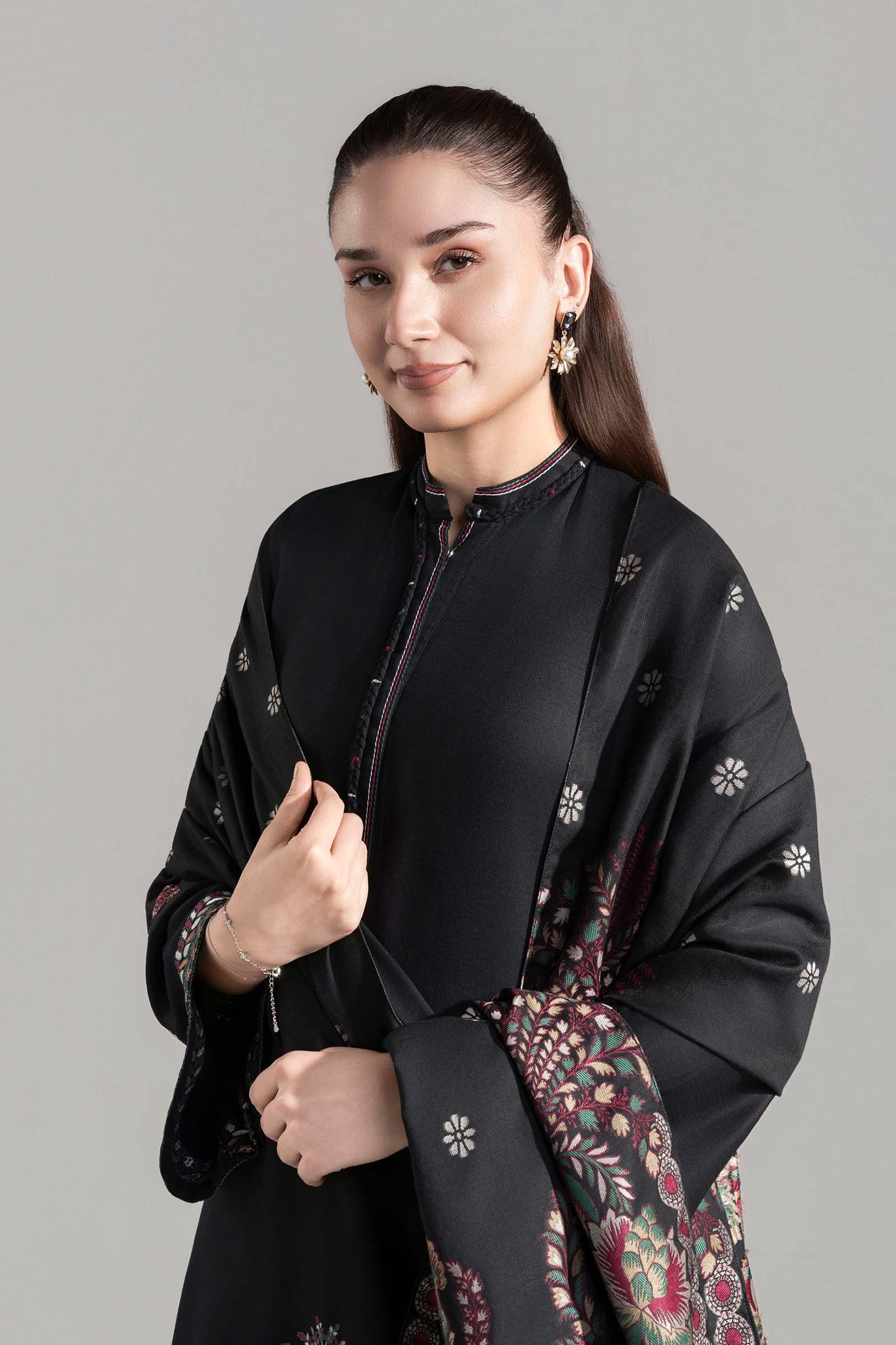 2 Pc Embroidered Herringbone Suit