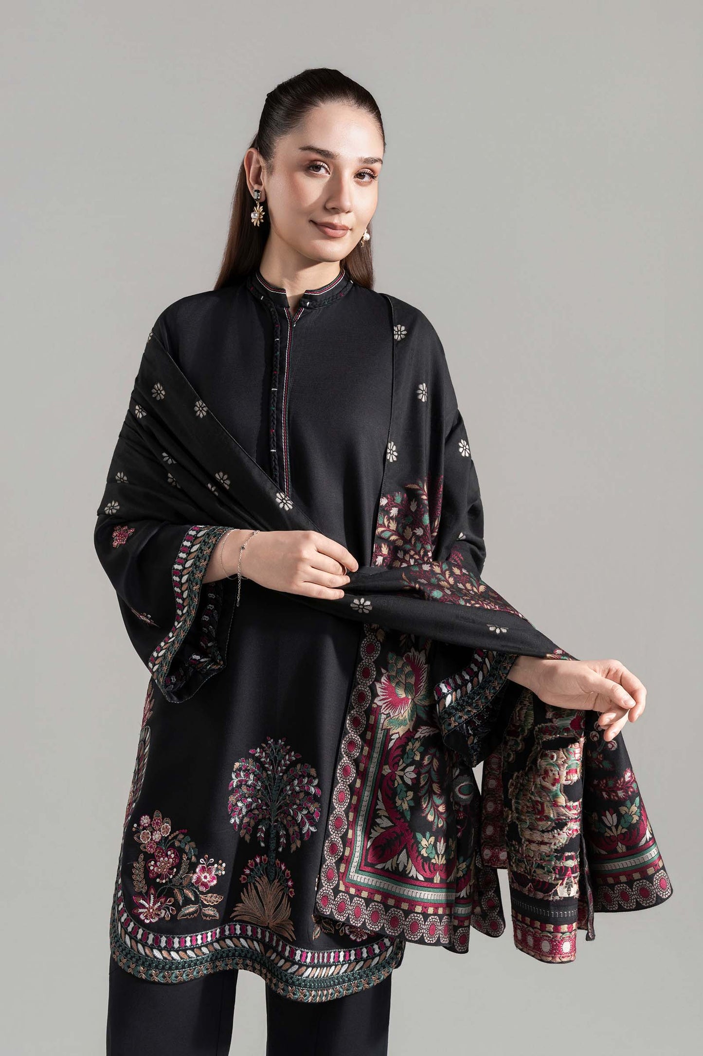 2 Pc Embroidered Herringbone Suit