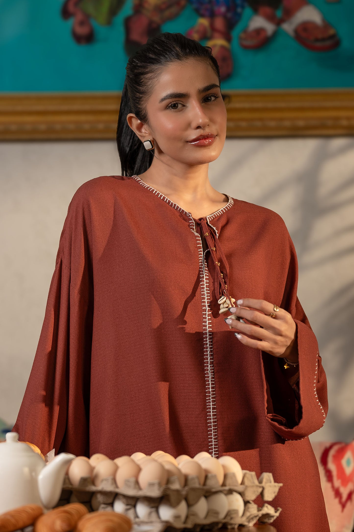 2 Pc Dyed Rib Karandi Suit