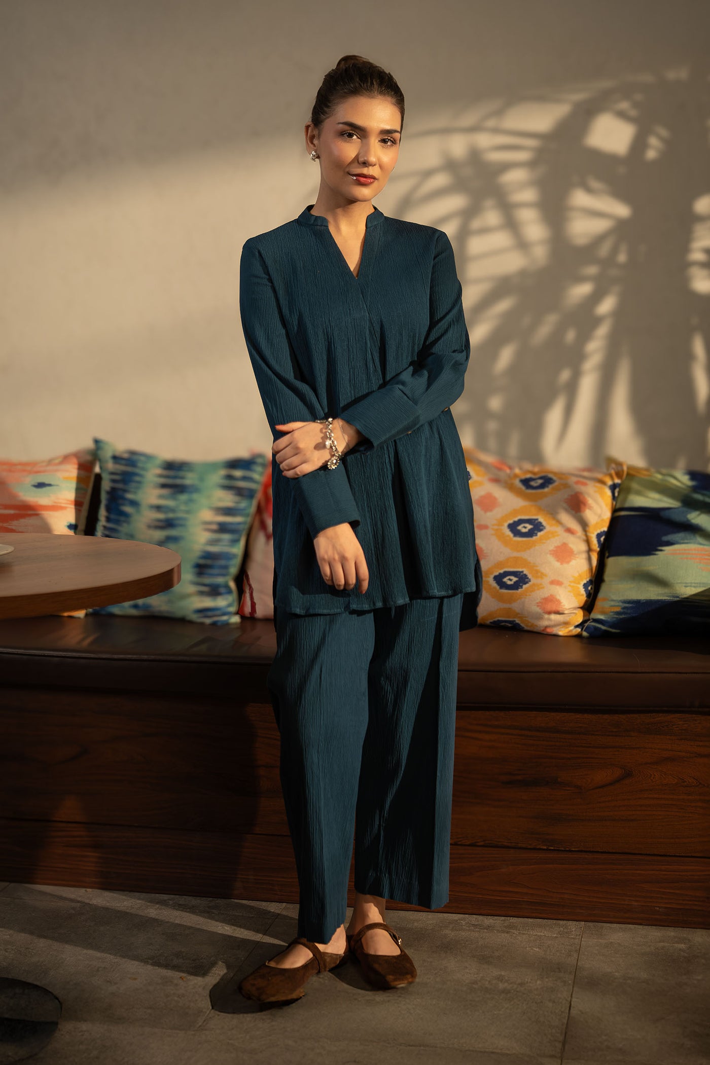 2 Pc Dyed Seer Sucker Suit