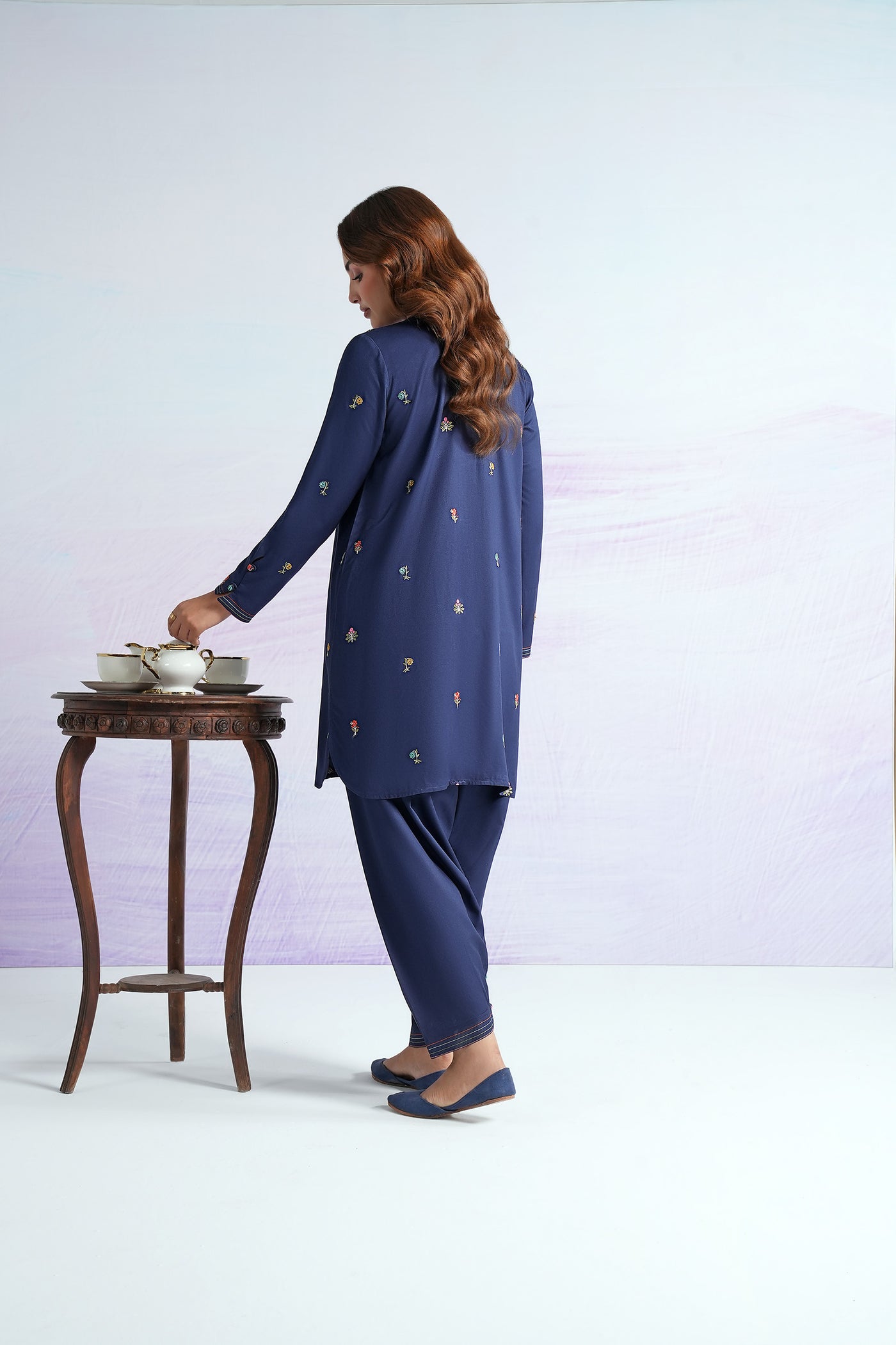 2 Pc Embroidered Twill Suit