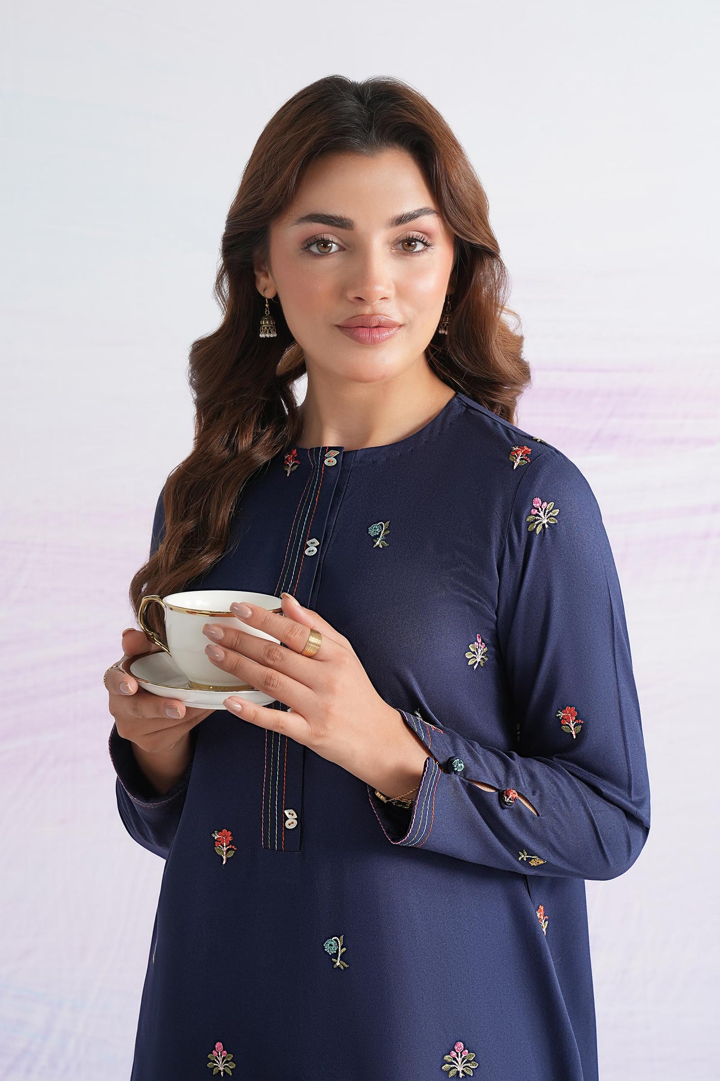 2 Pc Embroidered Twill Suit