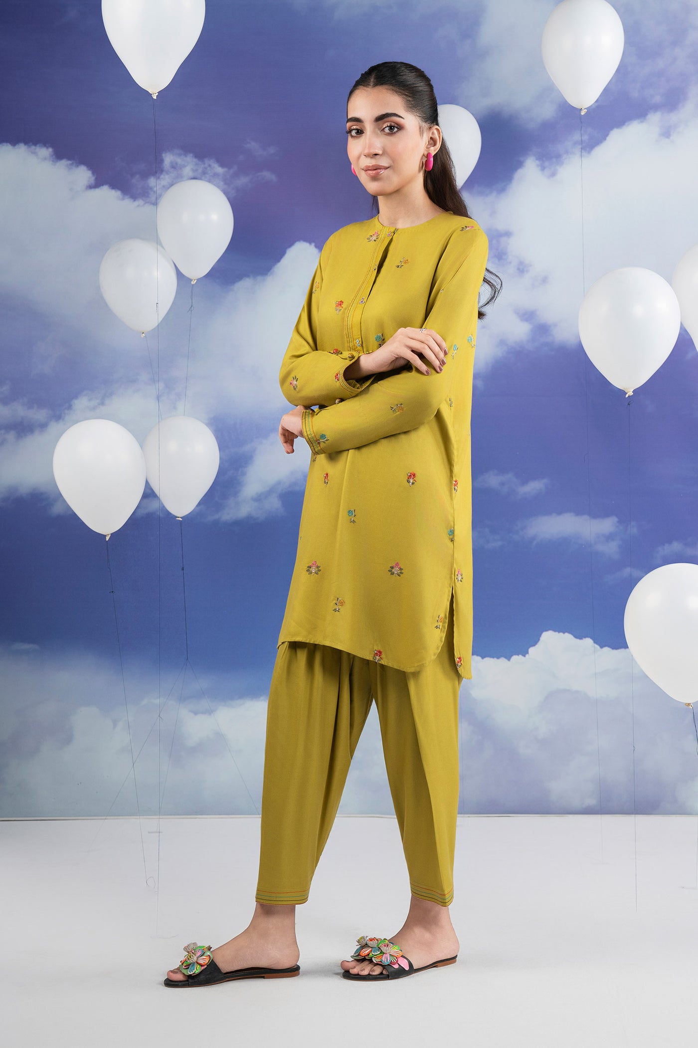 2 Pc Embroidered Twill Suit