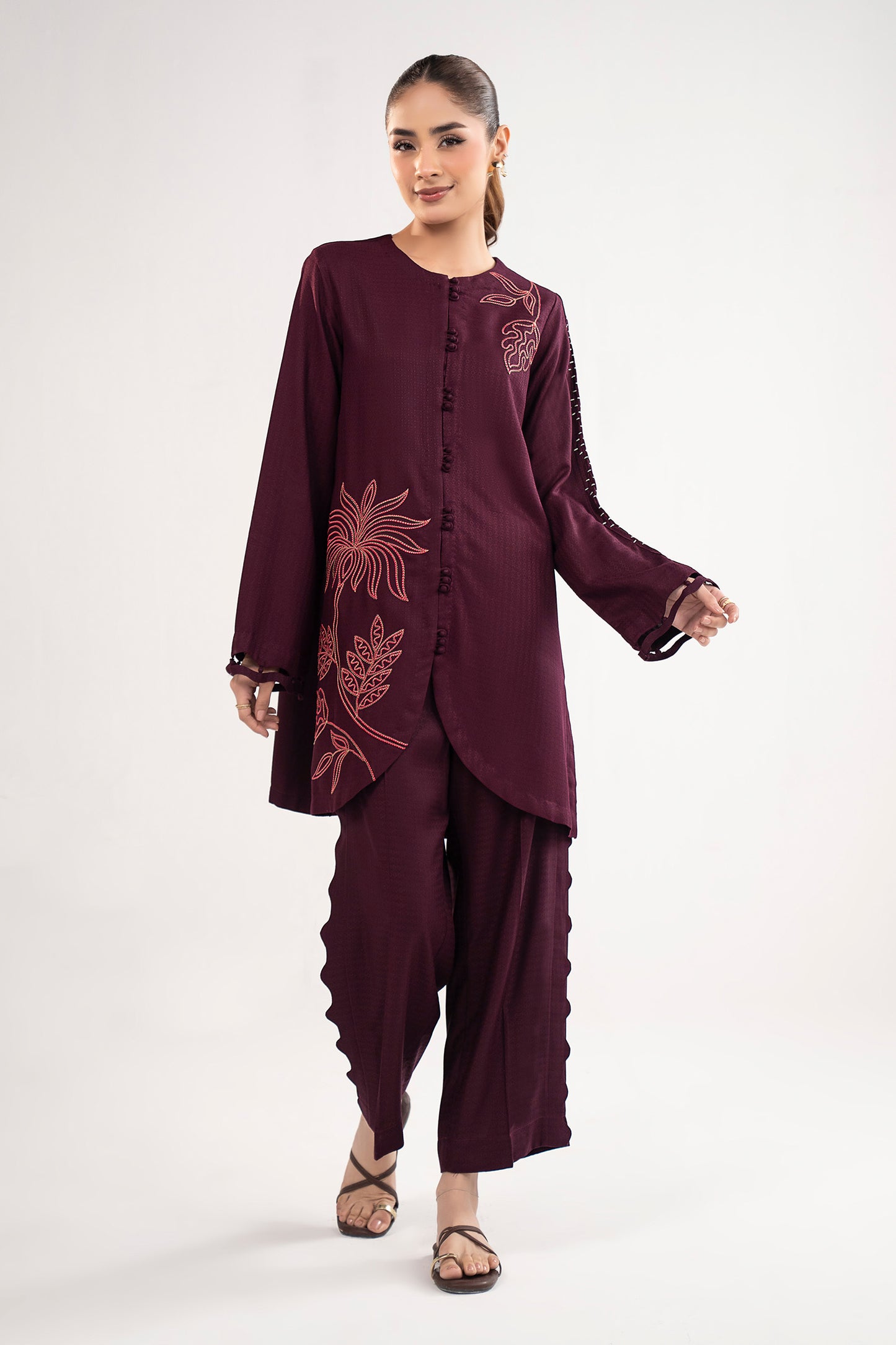 2 Pc Embroidered Dobby Viscose Suit