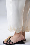 Embroidered Raw Silk Trouser
