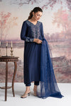3 Pc Embellished Raw Silk Suit