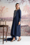 3 Pc Embellished Raw Silk Suit