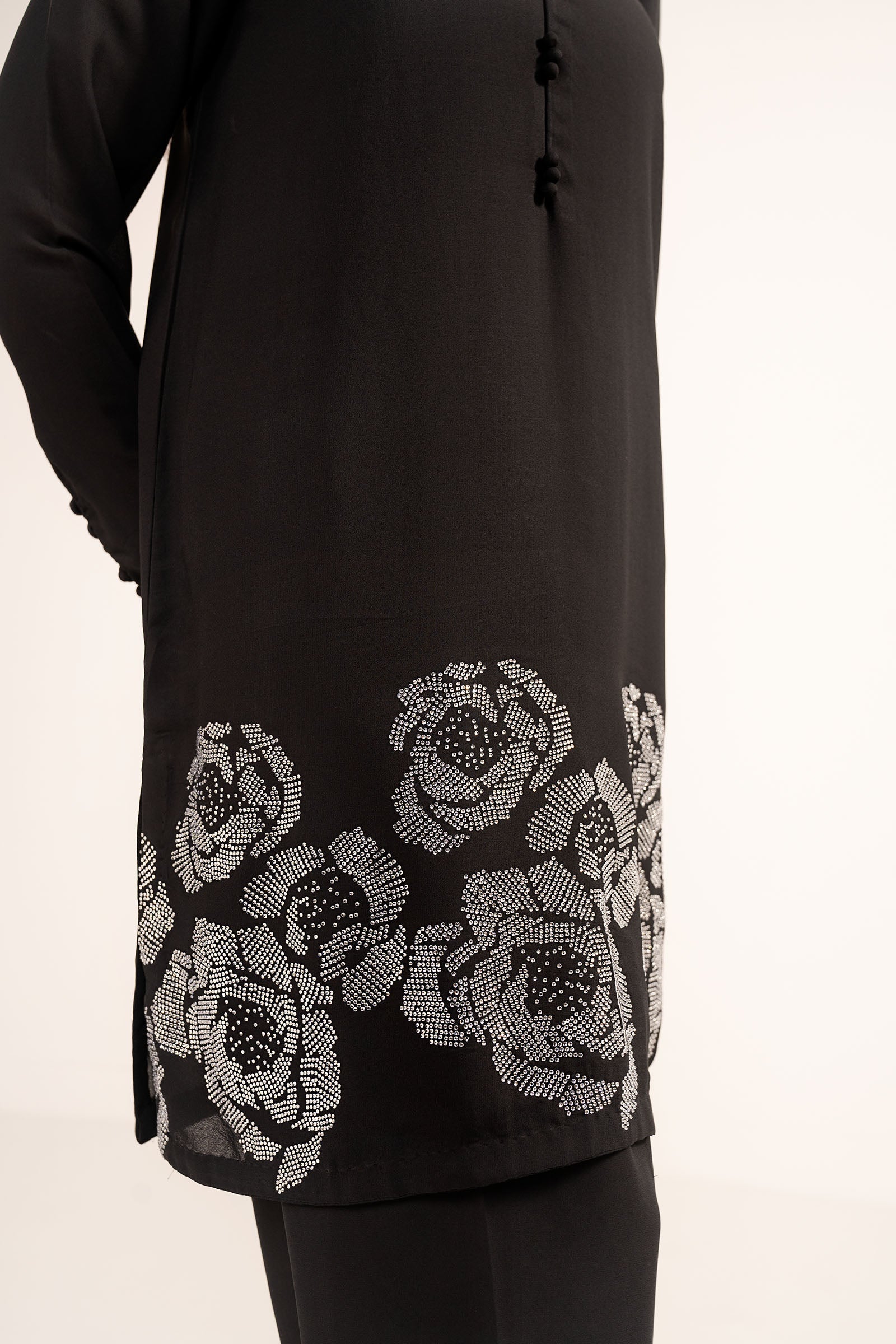 3 Pc Embellished Raw Silk Suit