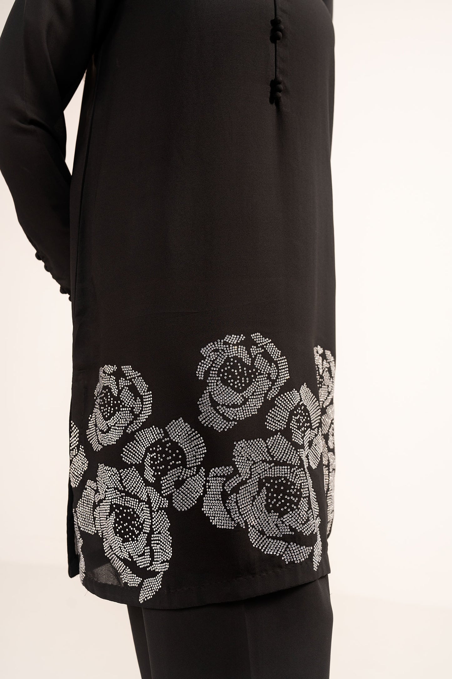 3 Pc Embellished Raw Silk Suit