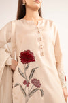 3 Pc Embellished Raw Silk Suit