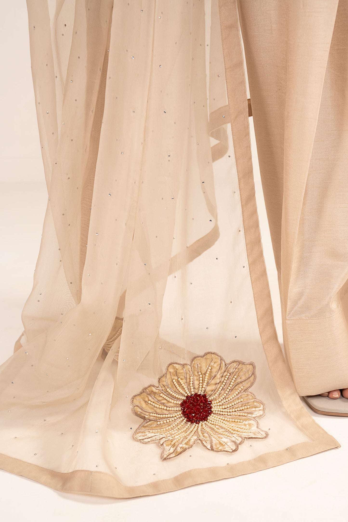 3 Pc Embellished Raw Silk Suit