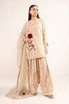 3 Pc Embellished Raw Silk Suit